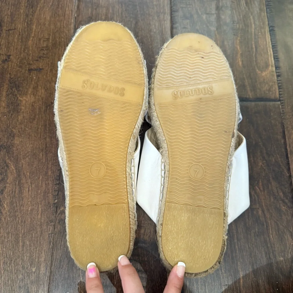 Soludos Criss Cross Platform Espadrilles Sandals White size 7